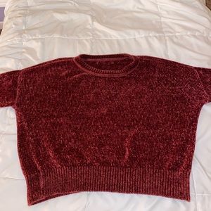 Velvet Maroon Cropped Sweater